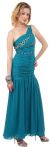 One Shoulder Ruched Bodice Mermaid Formal Dress in Teal